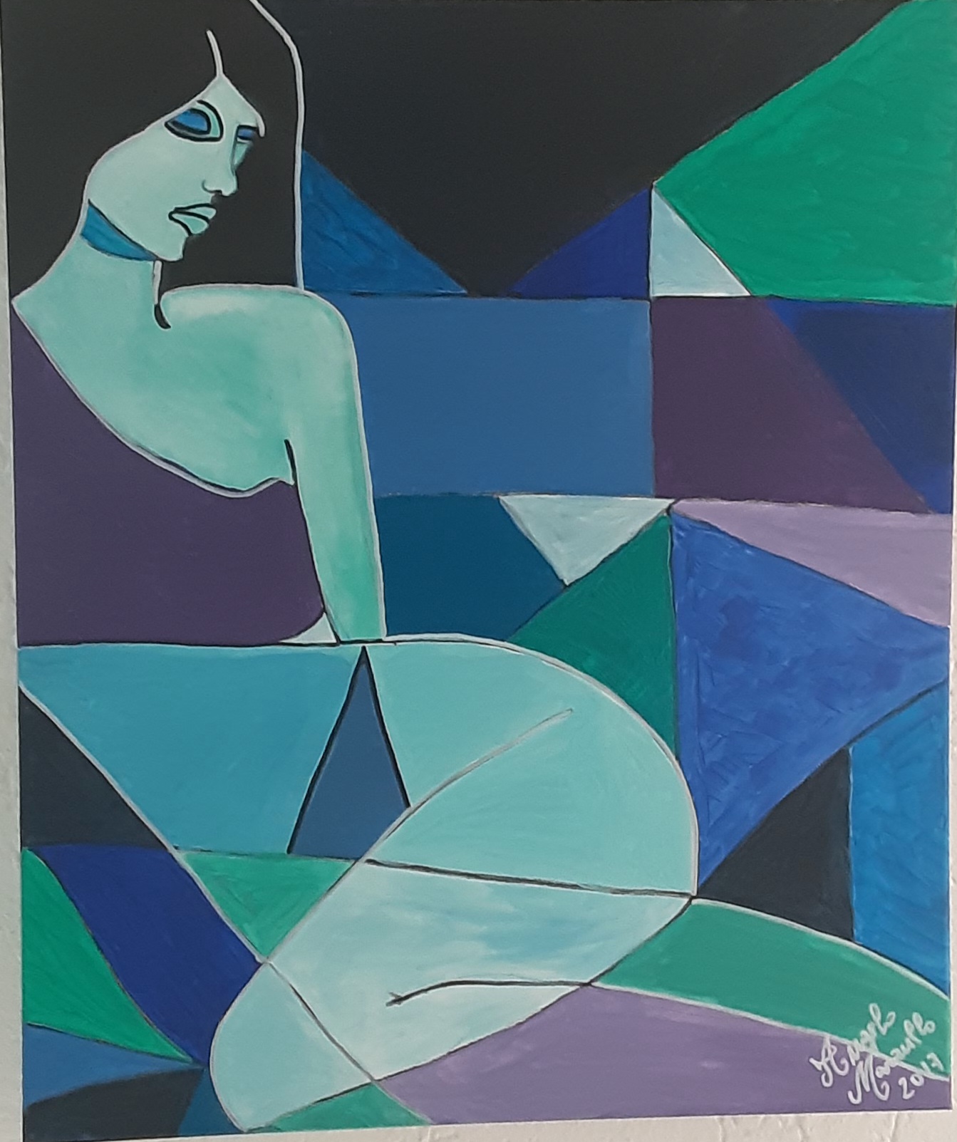 Die frau in Blau in cubismo